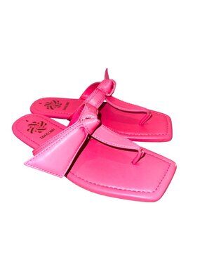 Sam & Libby Pink Square Toe Bow Sandals Women 8 Barbie Feminine Travel Preppy
